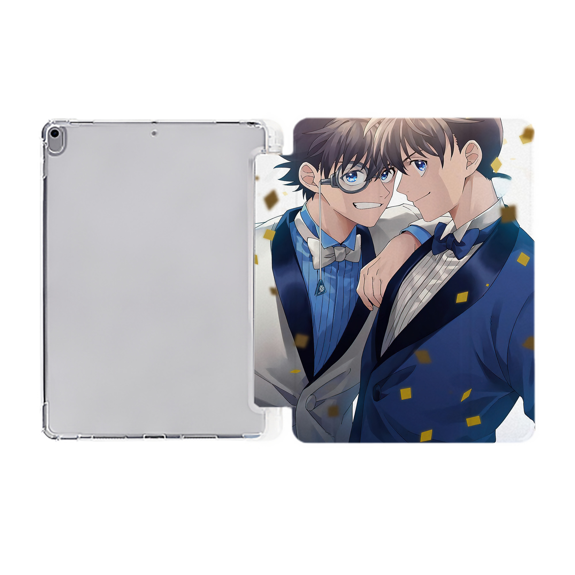 （画像用） 名探偵コナン Detective Conan IPad ケース ペン収納付き 三つ折りスタンド PUレザー×シリコン 対応機種9.5/10.5/10.9インチ